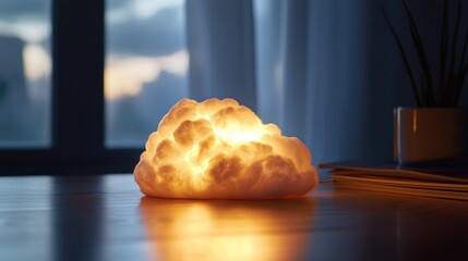 A small soft cloud night lamp with warm white light
