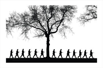 Soldier marching silhouette Images