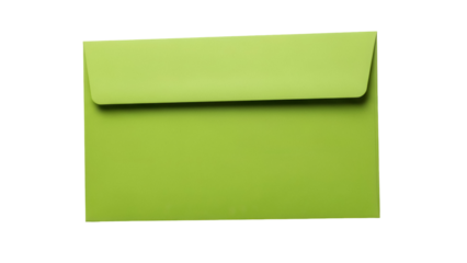 Bright green envelope isolated PNG, blank stationery for invitations and greetings, vibrant color for creative projects, on transparent background