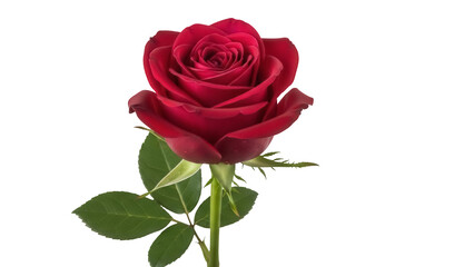 Obraz premium Beautiful red rose isolated PNG on transparent background, romantic flower for Valentine s Day and love concepts