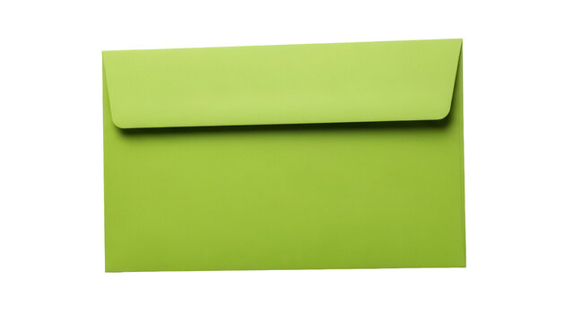 Bright green envelope isolated PNG, blank stationery for invitations and greetings, vibrant color for creative projects, on transparent background