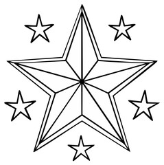 Obraz premium Outline of a geometric star shape with smaller stars around it, graphic design.