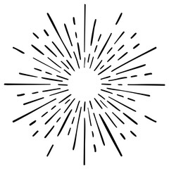Obraz premium Hand Drawn Starburst Radiating Lines Vector Illustration. Sunburst Design Element.