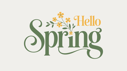 This cheerful artwork features a delightful 'Hello Spring' typography design adorned with charming flowers, symbolizing the renewal and beauty of the spring season. © uki