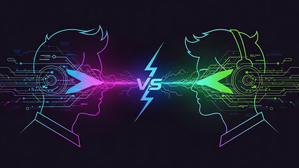 digital versus concept for artificial intelligence and technology strategy representing modern innovation and comparative analysis