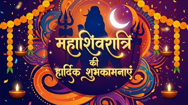 Sacred Mahashivratri Night Illustration of Lord Shiva in Yoga Pose