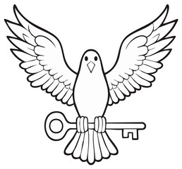 Obraz premium Dove with Outstretched Wings Holding Key Symbolizing Hope and Freedom