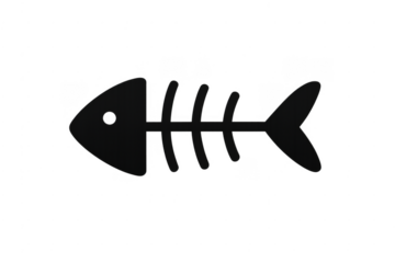 Fish bone skeleton icon vector on transparent background