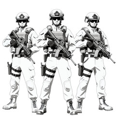 Fototapeta premium Tactical Soldiers in Military Gear Illustration