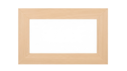 Light wood picture frame PNG isolated on transparent background, natural wooden border for photos and artwork display