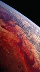Aerial View of Earth with Intense Red and Orange City Lights Against Dark Space