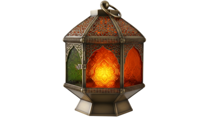 Vintage moroccan lantern isolated on transparent background