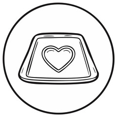 Fototapeta premium Simple hand drawn heart shape dessert outline in a circle illustration