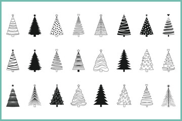 Obraz premium Collection of illustrated christmas trees Vector, illustration