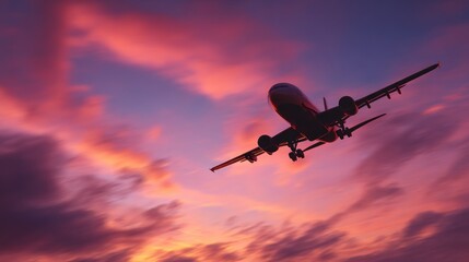 Obraz premium Airplane sunset sky