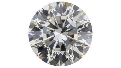 Round brilliant cut diamond PNG isolated on transparent background, sparkling gemstone for jewelry design and luxury concepts