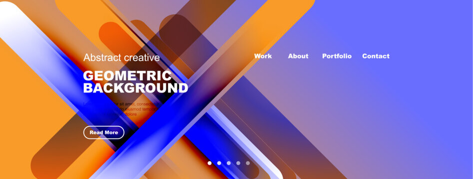 Abstract geometric design. Vibrant colors blend, creating modern website header or banner. Text overlays promote content access. - Powered by Adobe