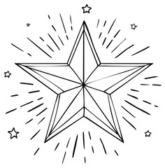 Fototapeta premium Hand Drawn Starburst Radiating From a Single Large Star Illustration