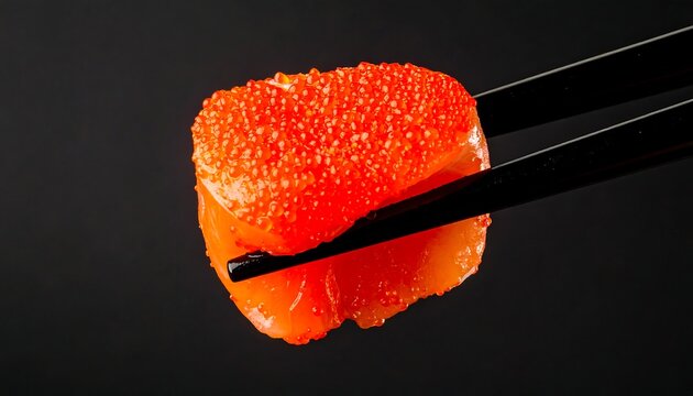 箸でつまんだ明太子が和食材としての質感を際立たせる