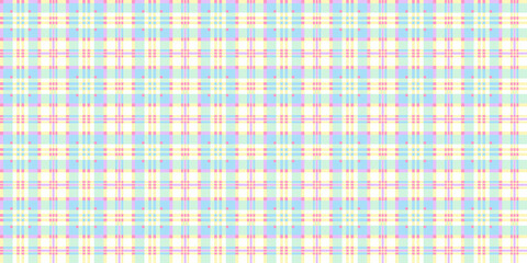 Naklejka premium Pastel Blue Cream Plaid Pattern with Soft Grid Seamless Cute Textile Background