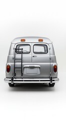 Classic silver van on white background isolated transportation vehicle