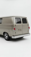 Classic silver van rendered on white background transportation concept
