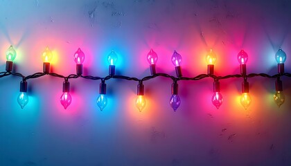 Vibrant and Colorful String of Holiday Lights Illuminating a Festive Atmosphere.
