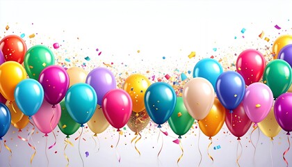 Vibrant Colorful Balloons and Confetti Celebrating Joyful Occasions.