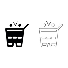 Vector shopping cart and basket icon set featuring e-commerce symbols for retail business web design and online store market commerce