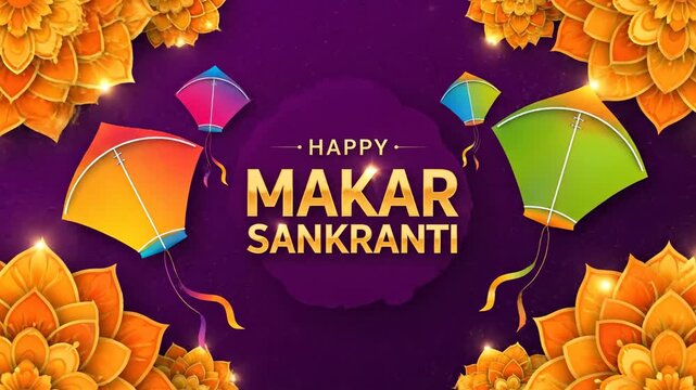 Happy Makar Sankranti Kites Festival Celebration Background