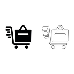 Vector illustration of a glossy 3d shopping cart icon button set for online web store business and e-commerce market sale sign