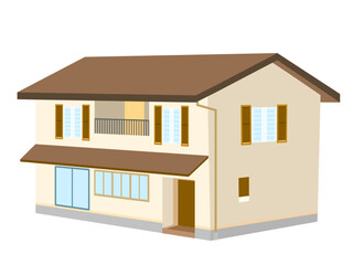 2階建ての一般的な住宅のイラスト / Illustration of a Typical Two-Story House