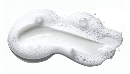 White foam smear with bubbles on a clean background.
