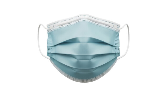 Light blue surgical face mask isolated PNG, personal protective equipment for healthcare and medical use on transparent background