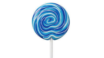 Blue and white swirl lollipop isolated PNG on transparent background, sweet candy treat for kids parties and dessert designs