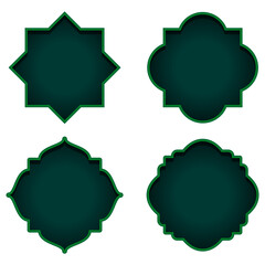 Elegant Dark Green Islamic Geometric Ornate Frames and Borders Collection for Ramadan and Eid Celebrations