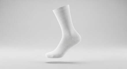 Clean White Athletic Sock Floating on a Bright Minimalist Background