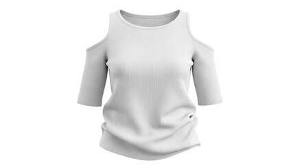 Stylish White Ribbed Cold Shoulder Top with Ruched Detail