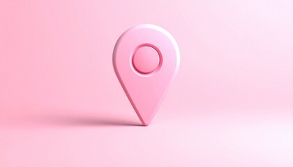 “3D pink location pin icon with circular center on monochromatic pink background”
