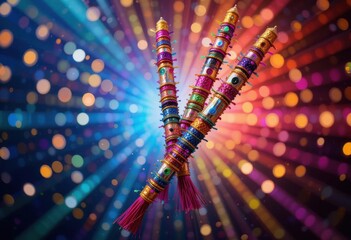 Fiber Optic cables on a colorful bokeh background. AI generated Fiber Optic cables on a colorful bokeh background. AI generated