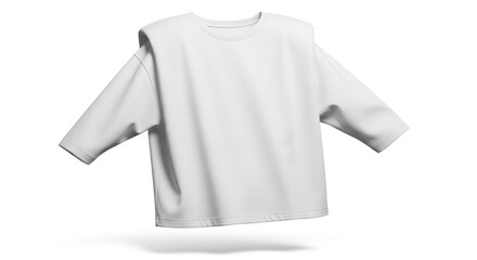 Clean White Oversized T shirt Mockup with Three quarter Sleeves Floating