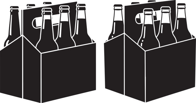 Two sixpacks of beer bottles silhouettes