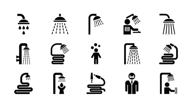 Black icons of shower heads.