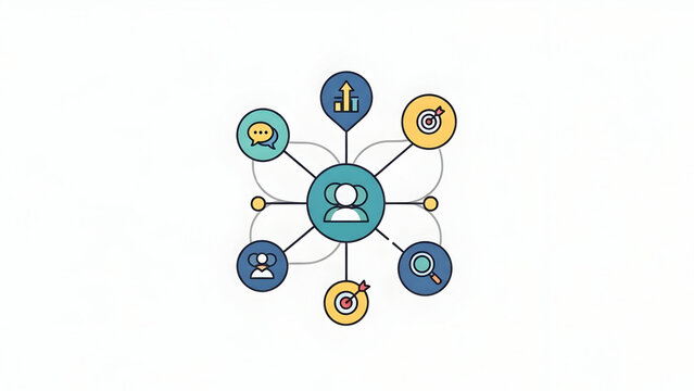 Network Connection Infographic with Central Icon. - Powered by Adobe