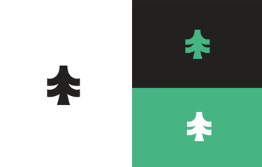 Minimalist Flat Evergreen Tree Logo Icon