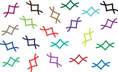 Multicolored geometric shapes on white background