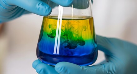 Colorful Chemical Reaction in Laboratory Glassware