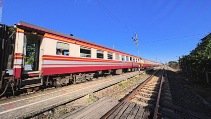 Train on railway station ,passenger train, Phra Nakhon Si Ayutthaya, Thailand