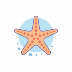 Obraz premium This vibrant illustration features a colorful starfish with dotted textures set against a light blue circular background, perfect for ocean-themed designs or marine biology.