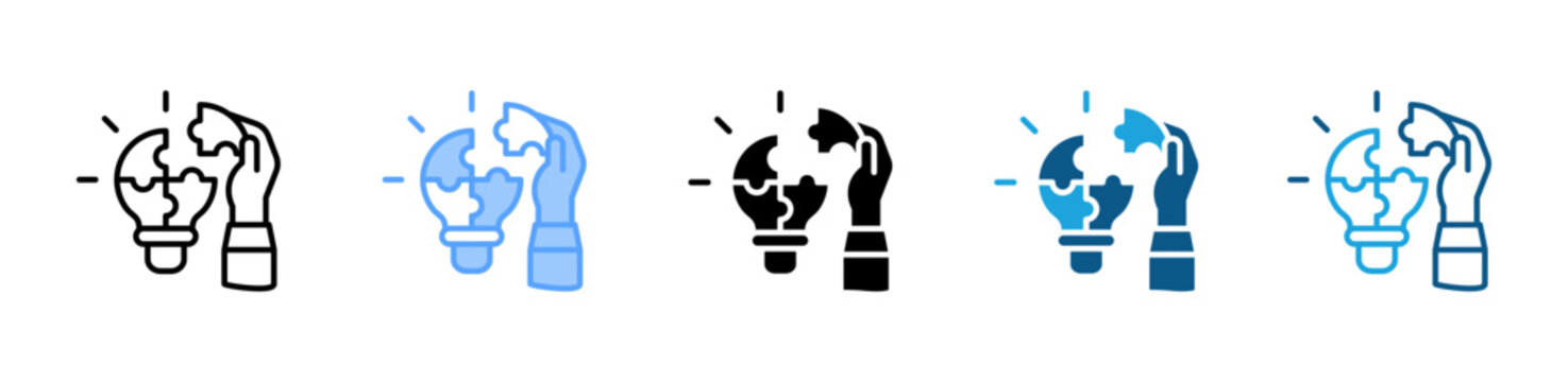 Problem Solving icon set multiple style collection